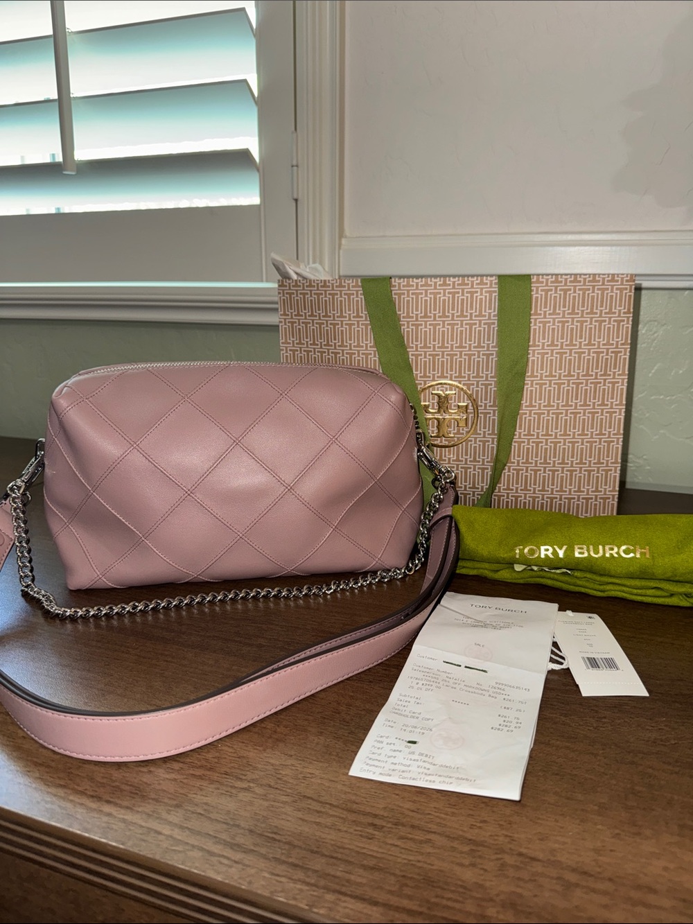 Tory Burch Quilted Fleming Soft Large Crossbody Bag in Light Mauve